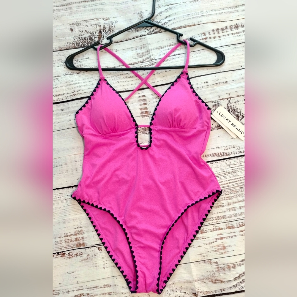 Lucky Brand Bright Pink One Piece Swimsuit